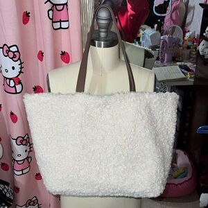 Elegant White Sherpa Tote Bag
